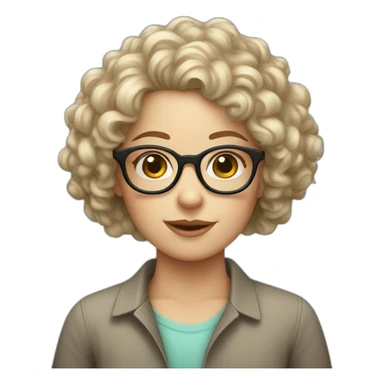 curly white girl in glasses sticker