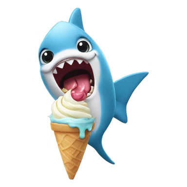 baby shark eating ice cream  sticker