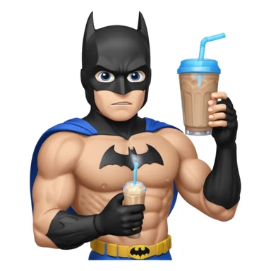 batman eating protein shake looking at his watch sticker