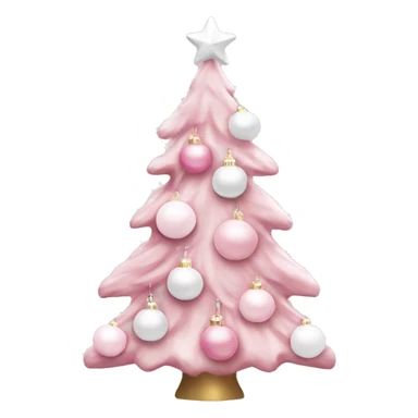 Pastel pink Christmas tree with pink and white ornaments  sticker