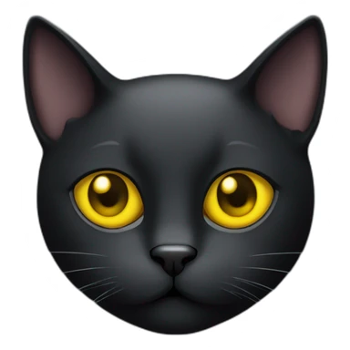 Black cat face with yellow eyes and left ear half cut sticker