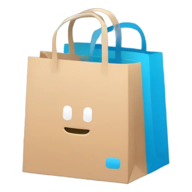 Create a minimalist logo merging a chat bubble and shopping bag in a blue color palette. Focus on clean, modern design, symbolizing communication and commerce. Keep it versatile and recognizable for digital and print use. sticker