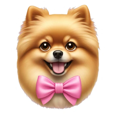 Pomeranian dog wear a pink bow  sticker