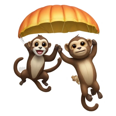 Otter and monkey skydivers friends sticker
