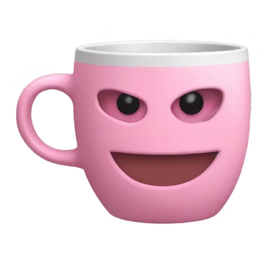 a pink plain coffee mug without a face with one handle on the right, coffee inside it, there is nothing around sticker