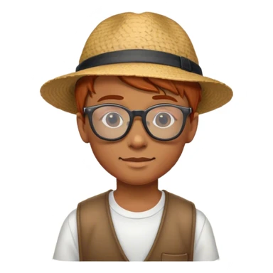 school  boy with copper hair and glasses, beach vibes sticker