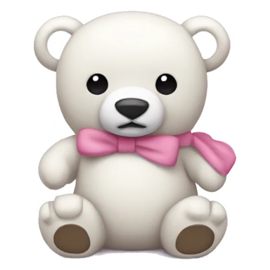 oso de peluche blanco con un moño rosa sticker