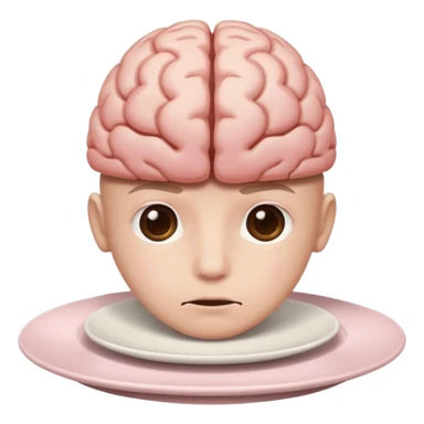Brain on a plate next to head  sticker