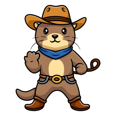 otter cowboy with lasso and boots sticker
