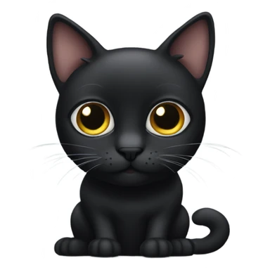 Black cat with big cute eyes sticker
