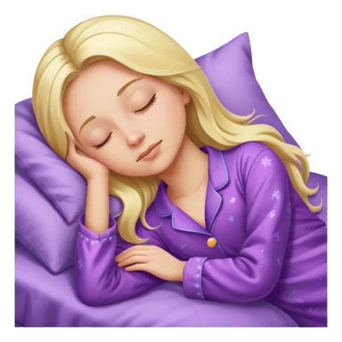Long blonde hair woman sleeping in purple pajamas  sticker