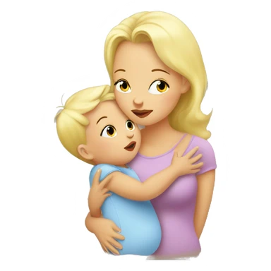 baby kissing mommy blonde sticker