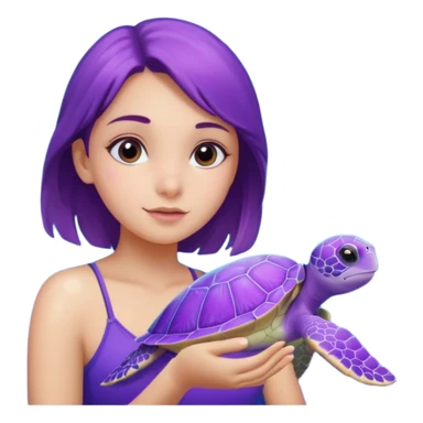 A girl with a purple Sea turtle in the ocean sticker