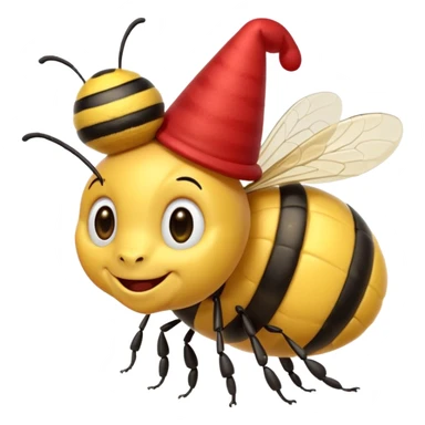Bees with red Birthday Hat, Happy bee with striped party hat sticker