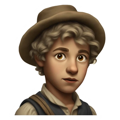 19th century peasant boy photorealistic serious sticker