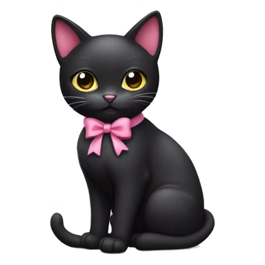 Black cat wearing a pink bow sticker