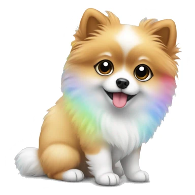 Pomerian puppy with rainbow  sticker