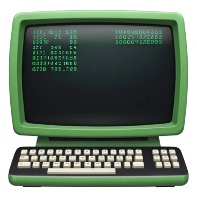 mac os icon code computer retro terminal, black, green white, numbers and code on the screen sticker