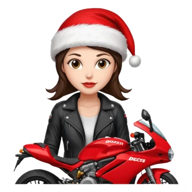 biker girl brune moto christmas ducati sticker