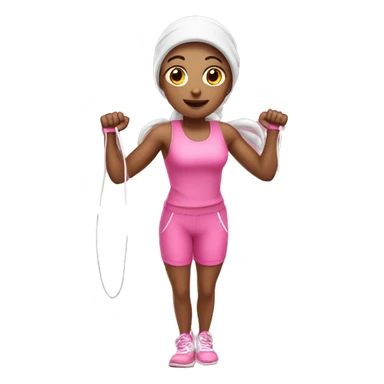 white gym girl in pink outfit with a skipping rope over her head sticker