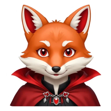 Vampire Pet, fox in red collar cloak, red eye, fang sticker