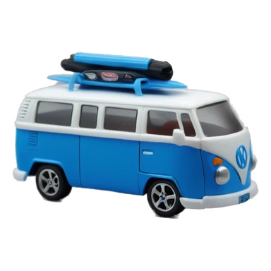 Side view.Mattel hot wheels Volkswagen Kool Kombi.tooned.sports car.blue. sticker