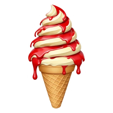 vanilla ice cream cone with strawberry sauces sticker
