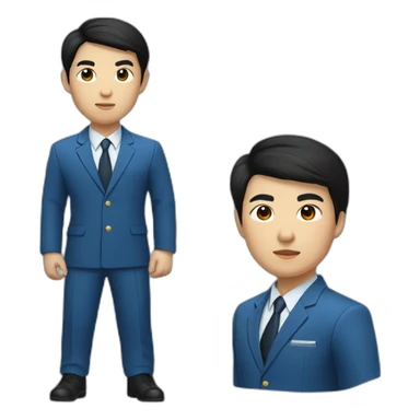 young asian deputy in blue suit and very short black hair sticker