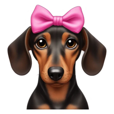 Dog dachshund with a pink scrunchie sticker