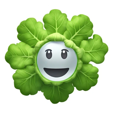 3D cauliflower emoji character with big eyes 👀, surrounded by a few green leaves 🍃, holding a small mirror 🪞. The character is floating in the air with no legs visible, on a pure white background. sticker
