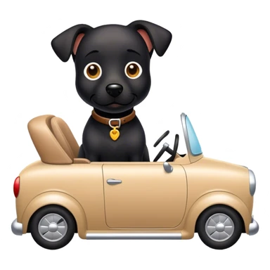 Black dog driving a car sticker