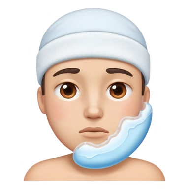 Face with one swollen cheek with ice pack applied to it sticker