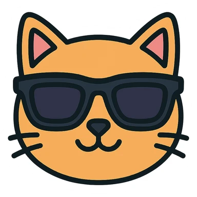 cat wearing sunglasses color icon sticker