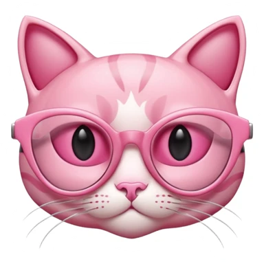 A 3D cartoon rose-pink cat-eye shaped spectacle, glossy curved frame, soft reflections, isolated on plain background. only glasses. ONly glasses. sticker