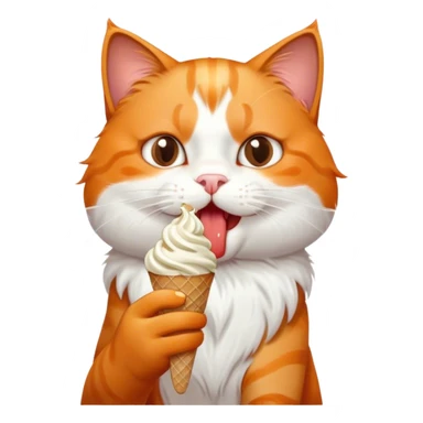 orange cat eating ice cream chocolate sticker