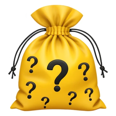 tied bag printed with q&a stuffed with yellow question marks sticker