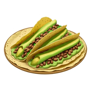 Mexican tacos filled with nopales, beans, and avocado, in soft corn tortillas sticker