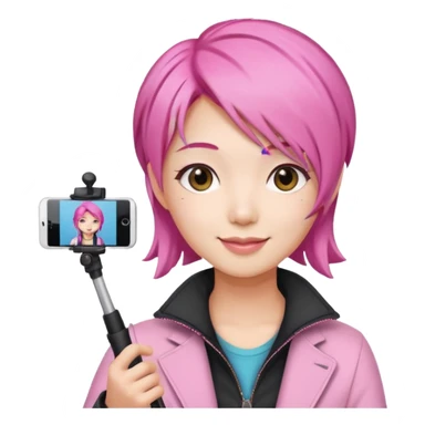asian influencer pink hair selfie stick sticker