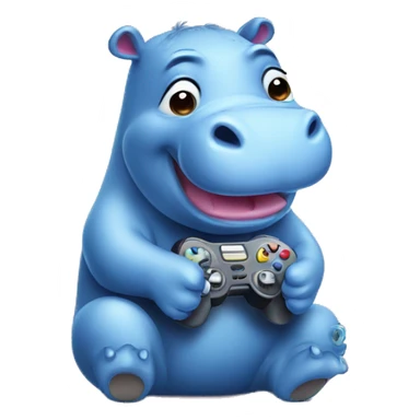 Cute hippopotamus playing a video game sticker