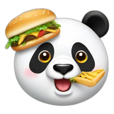 panda face eating hamburger sticker