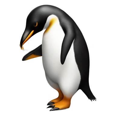 A penguin painting a picture on a canvas  sticker