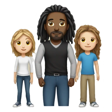 white mom with brown hair and black dad with dreads and biracial children  sticker
