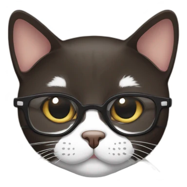 wenge domestic shorthair cat with white mouth wearing glasses sticker