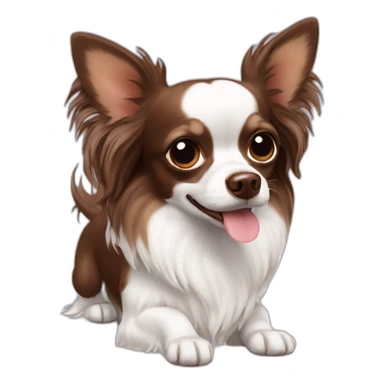 Chocolate long haired chihuahua with white chest sticker