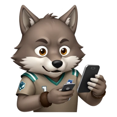 wolf checking fantasy football stats on phone sticker