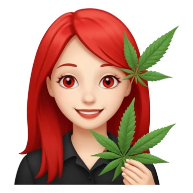 Girl happy smelling marijuana  sticker
