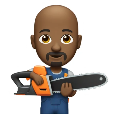 Bald black man with goatee using a chainsaw  sticker
