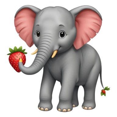 Elephant strawberry feeding birds sticker