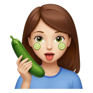 I want a brown hair, blue eyes girl. Holding and licking cucumbers sticker