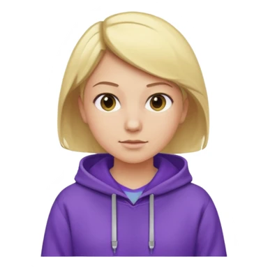 Crea un emoji de un electricista, chico rubio pelo corto hacia al lado, sin gafas, con sudadera morada y nombre empresa INDYDES sticker